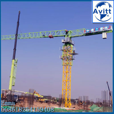 12t horizontale jib kraan toren met telescopische jacking cage hydraulisch klimmen
